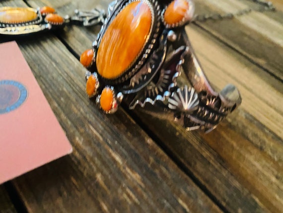 Navajo Orange Spiny And Sterling Silver 4 Piece S… - image 7