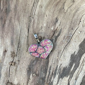 Zuni Iridescent Pink Opal & Sterling Silver Heart Pendant image 2
