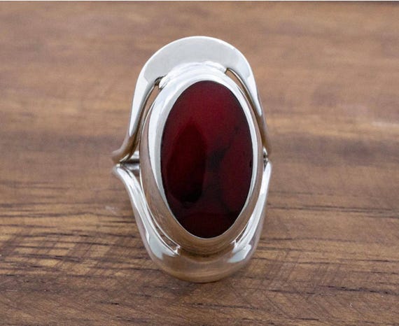 Red Jasper Oval Frame Ring - image 2