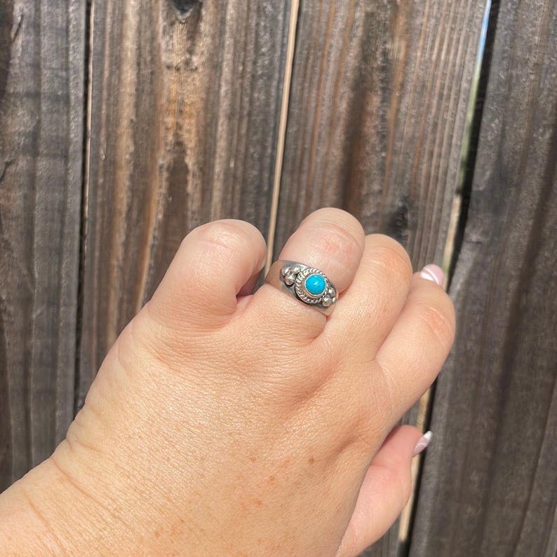 Navajo Sterling Silver Kingman Turquoise Band Ring - Etsy