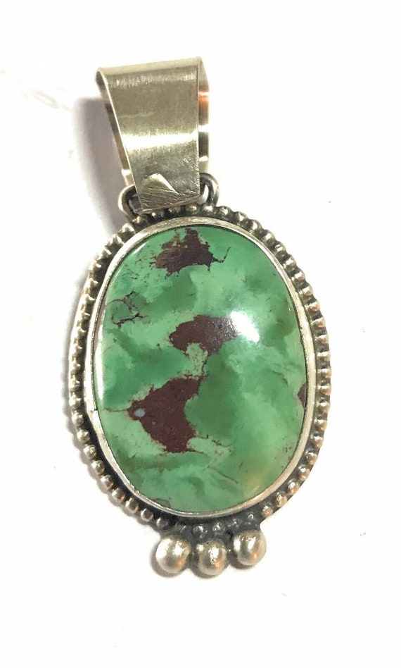 Navajo Turquoise Sterling Silver Pendant - image 8