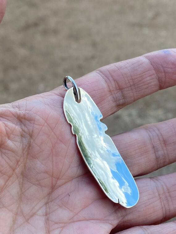 Navajo Kingman Turquoise & Sterling Silver Feathe… - image 6