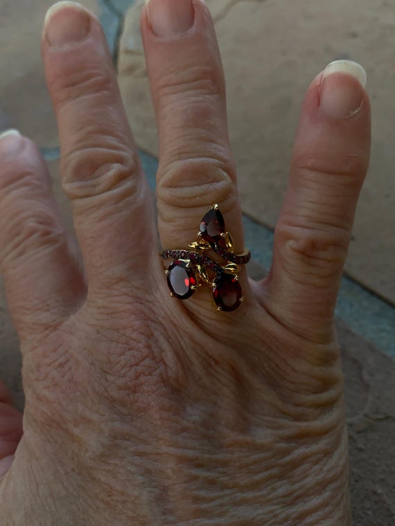 Handcrafted Garnet Ruby Sterling Ring 6 - image 4