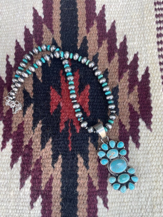 Beautiful Navajo Sterling Silver Turquoise Neckla… - image 3