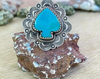 ナバホ リング .925 シルバー キングマン ターコイズ アーティスト