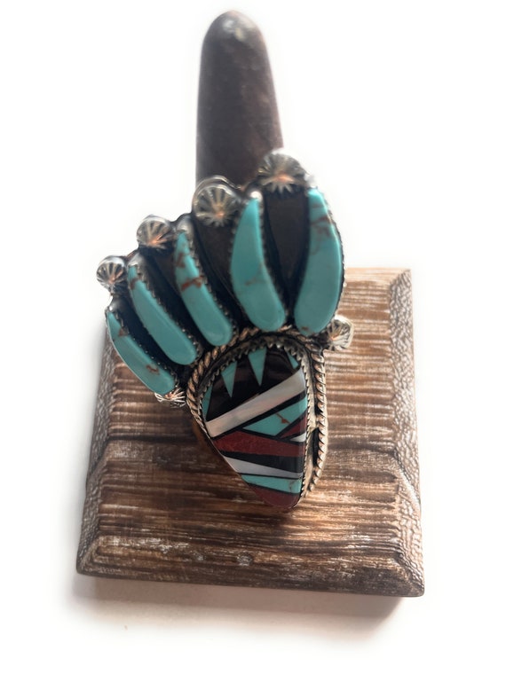 Vintage Zuni Sterling Silver, Turquoise, And Mult… - image 5