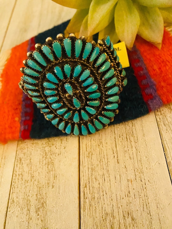 Navajo Old Pawn Vintage Turquoise & Sterling Silv… - image 4