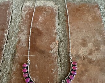 Sunset Canyon Handmade Hot Pink Onyx & Sterling Silver Necklace