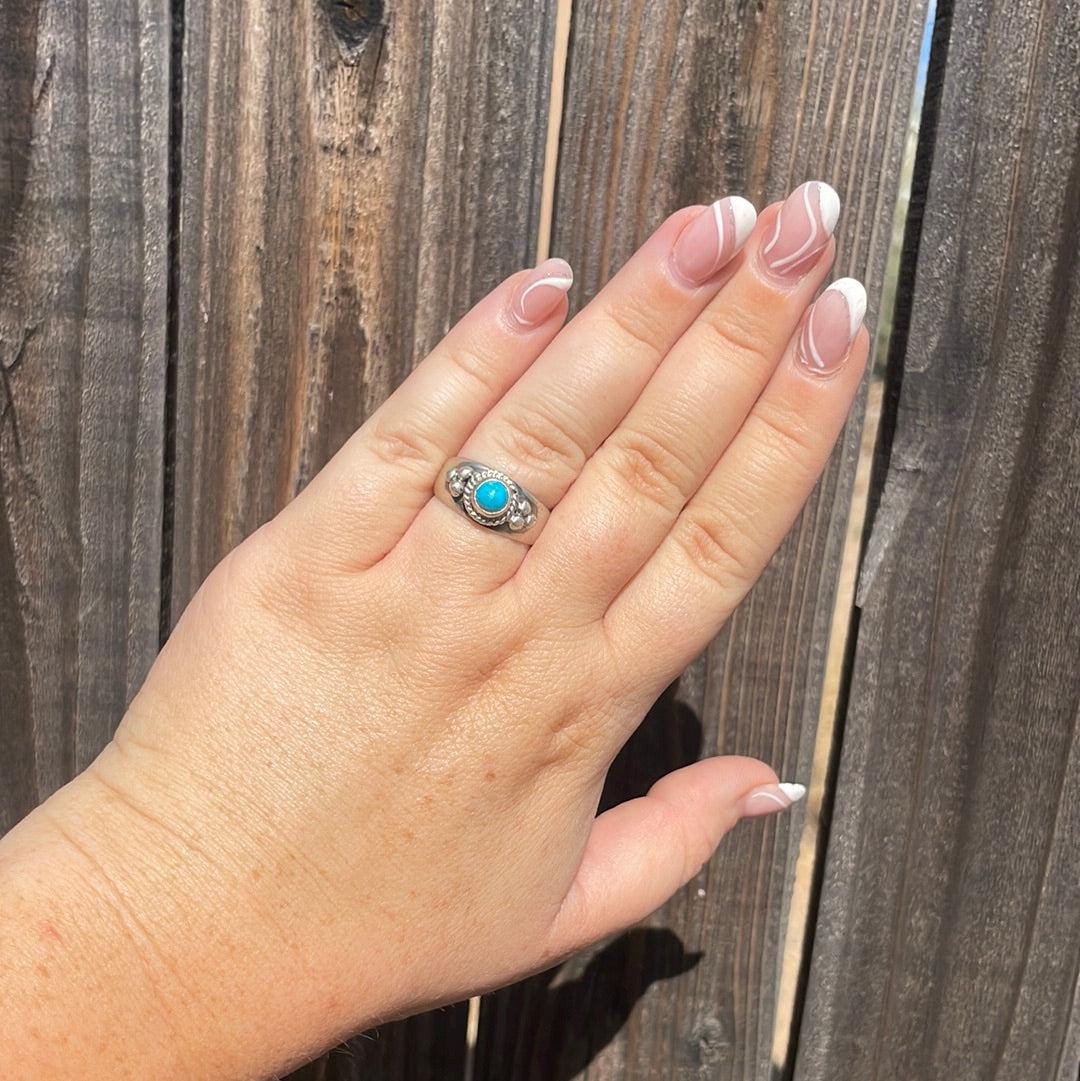Navajo Sterling Silver Kingman Turquoise Band Ring - Etsy