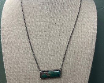 Navajo Sterling Silver & Royston Turquoise Bar Necklace