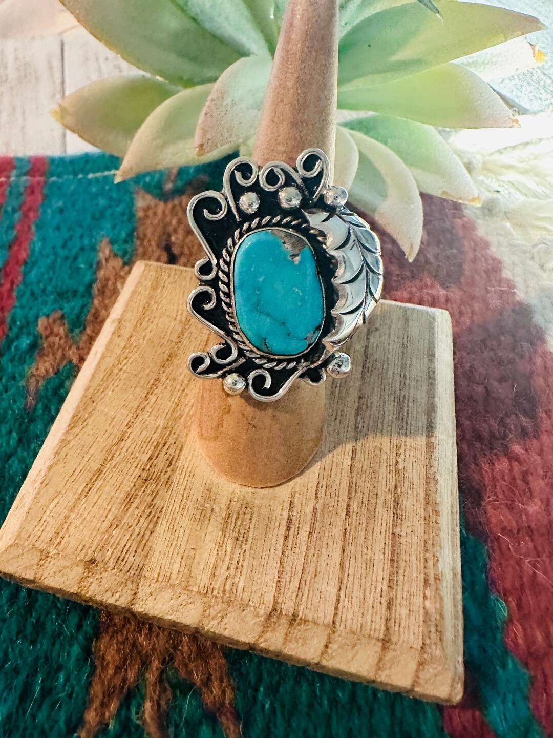Navajo Kingman Turquoise & Sterling Silver Ring Size 6 - Etsy