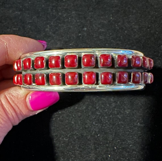 Double Row Red Jasper Cobblestone Cuff Bracelet - image 3