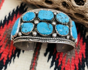 Horseshoe Vintage Native American Navajo Pilot Mountain Turquoise Sterling Silver Bracelet Old Horseshoe Vintage Native American Navajo Pilot Mountain Turquoise Sterling Silver Bracelet Old