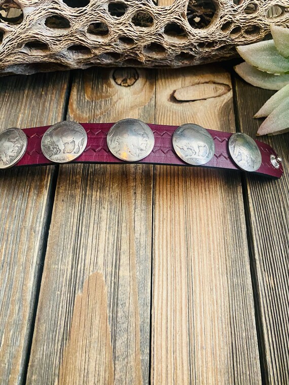 Navajo Buffalo Nickel and Brown Leather Bracelet - image 2