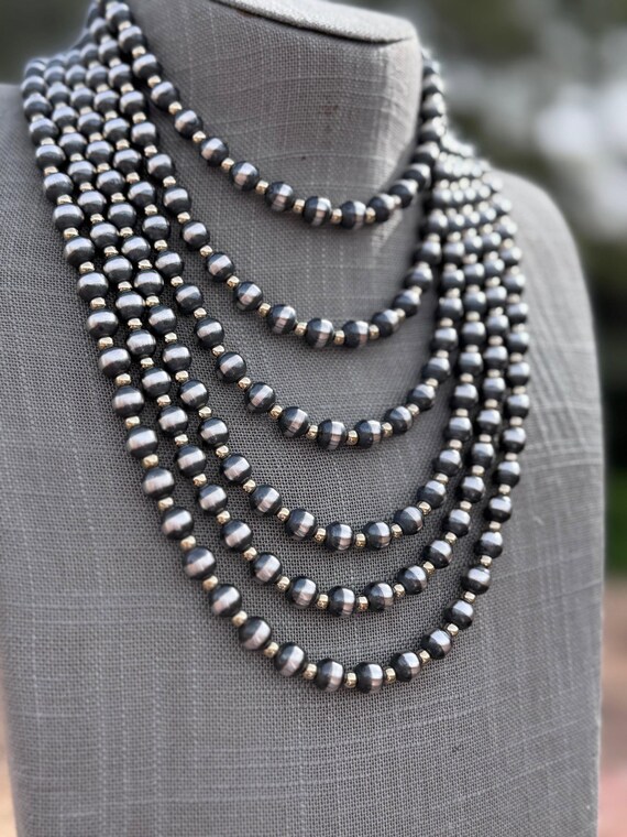 Handcrafted Patterned Gold Overlay & Sterling Sil… - image 2