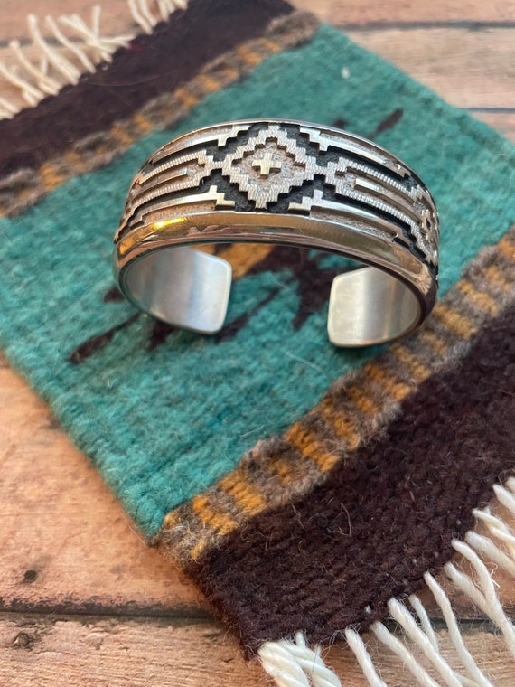 Heavy Rare Native American Navajo Dan Jackson Sterling Silver Rug Patterns Ring Heavy Rare Native American Navajo Dan Jackson Sterling Silver Rug Patterns Ring