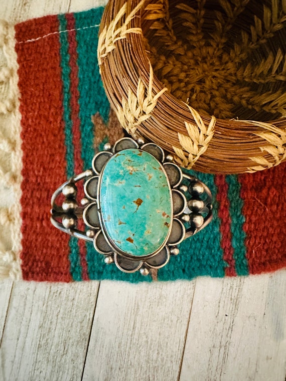 Navajo Sterling Silver & Turquoise Cuff Bracelet … - image 1