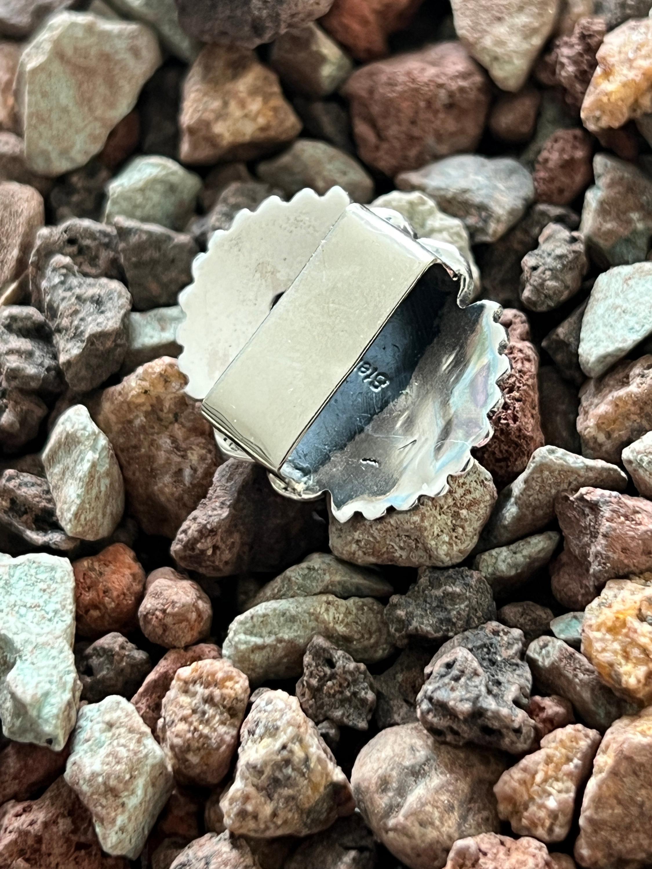 Sterling Silver and Oval Kingman Turquoise Concho Slide - Etsy