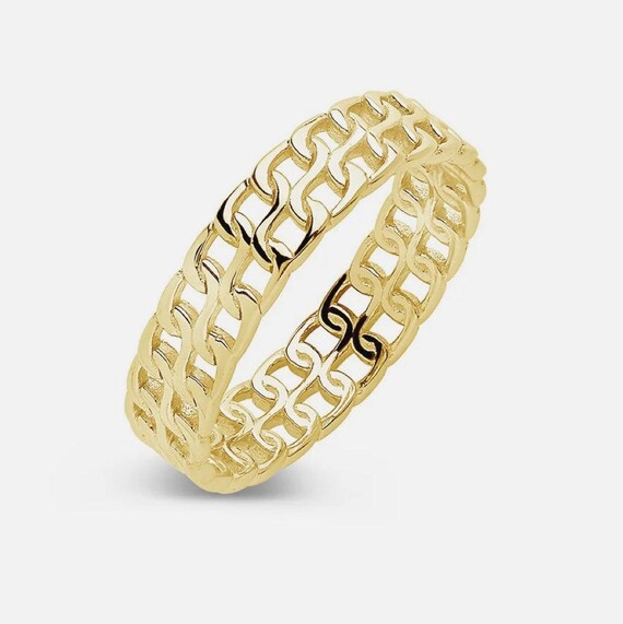 Sterling Silver 2 Row Chain Ring - image 2