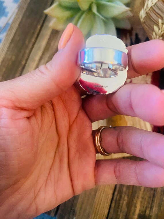 Handmade Sterling Silver & Opal Cluster Adjustabl… - image 6