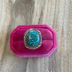 Navajo Sterling Kingman Web Turquoise Men’s Ring Size 7.5