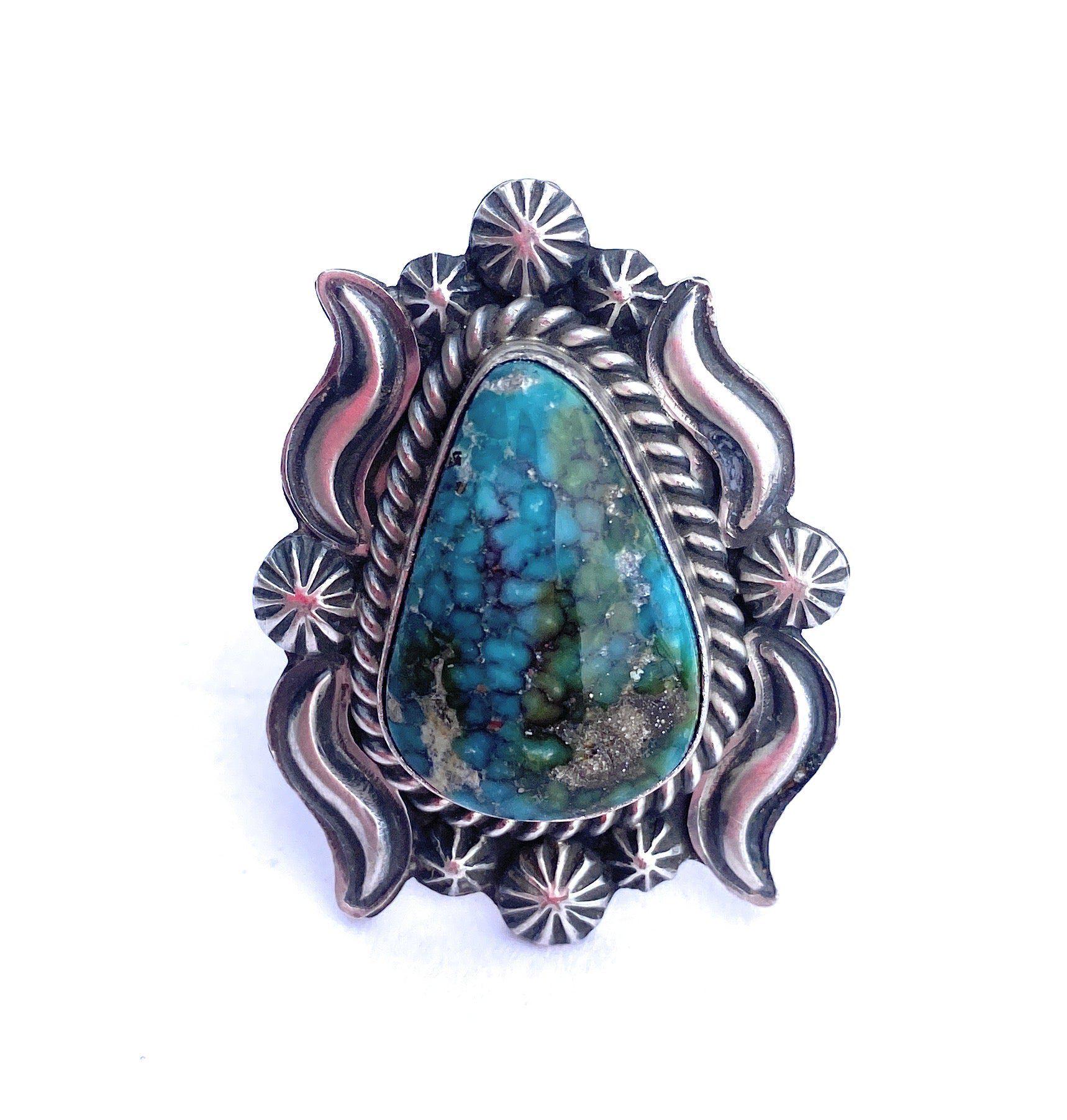 Navajo Kingman Web Turquoise & Sterling Silver Ring Size 6 - Etsy