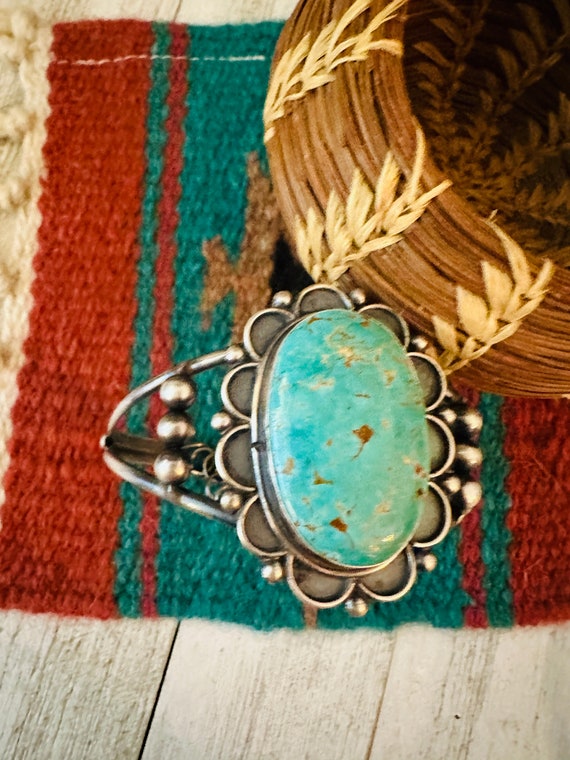 Navajo Sterling Silver & Turquoise Cuff Bracelet … - image 4