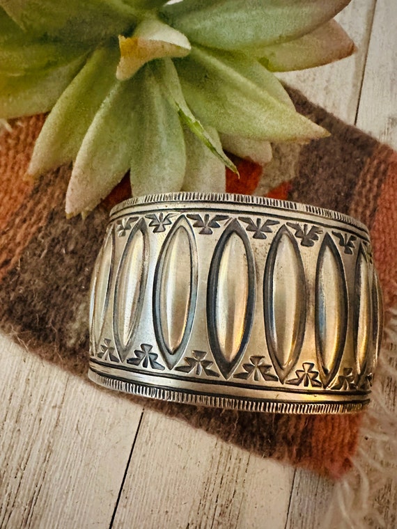 Navajo Hand Stamped Sterling Silver Cuff Bracelet - image 3