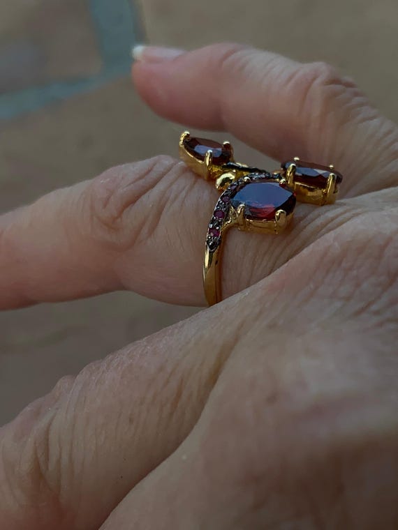 Handcrafted Garnet Ruby Sterling Ring 6 - image 6