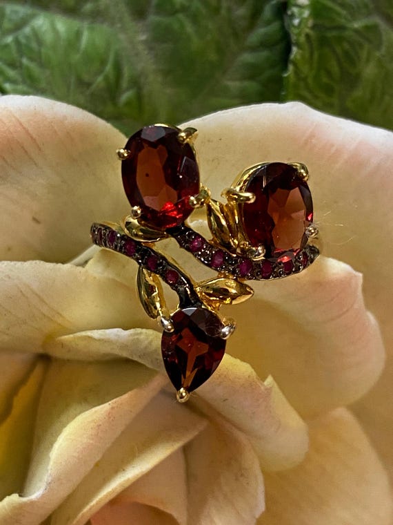 Handcrafted Garnet Ruby Sterling Ring 6 - image 1