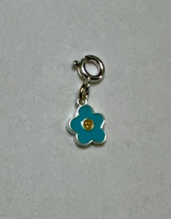 Sterling Silver Blue Flower Charm View 4