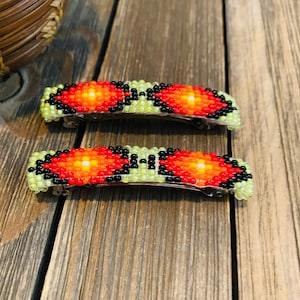 Navajo Handmade Beaded Barrette Set