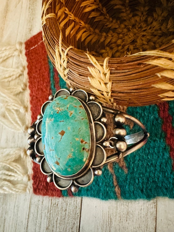 Navajo Sterling Silver & Turquoise Cuff Bracelet … - image 3