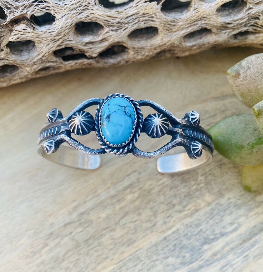Navajo Sterling Silver & Kingman Turquoise Cuff Bracelet by EL Billah ...