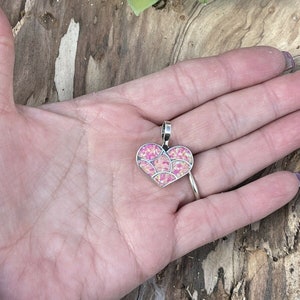 Zuni Iridescent Pink Opal & Sterling Silver Heart Pendant image 6