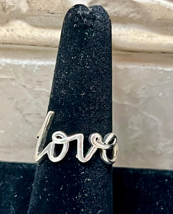 Cursive Love Sterling Silver Ring - image 3