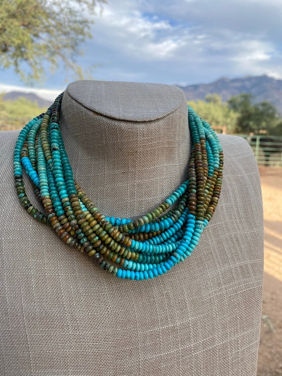 Native American Amazing Vintage Santo Domingo Royston&kingman Turquoise Sterling Silver Necklace Native American Amazing Vintage Santo Domingo Royston&kingman Turquoise Sterling Silver Necklace