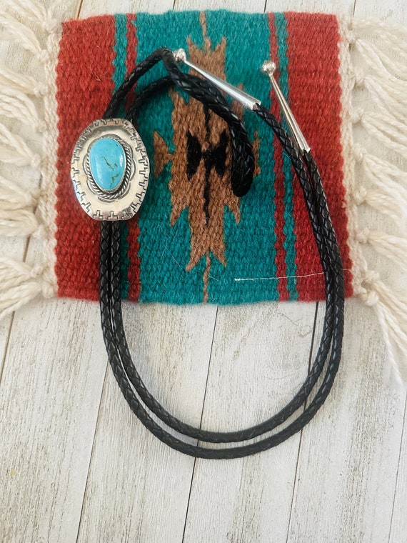 Navajo Sterling Silver & Turquoise Bolo Tie