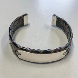 Brown Python Cuff w/ Silver Badge Bracelet