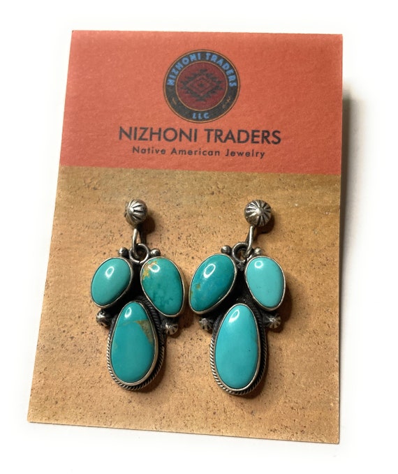 Beautiful Navajo Sterling Silver 3 Stone Turquois… - image 8