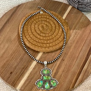 Beautiful Handmade Sterling Silver & Sonoran Mountain Turquoise Cluster Pendant