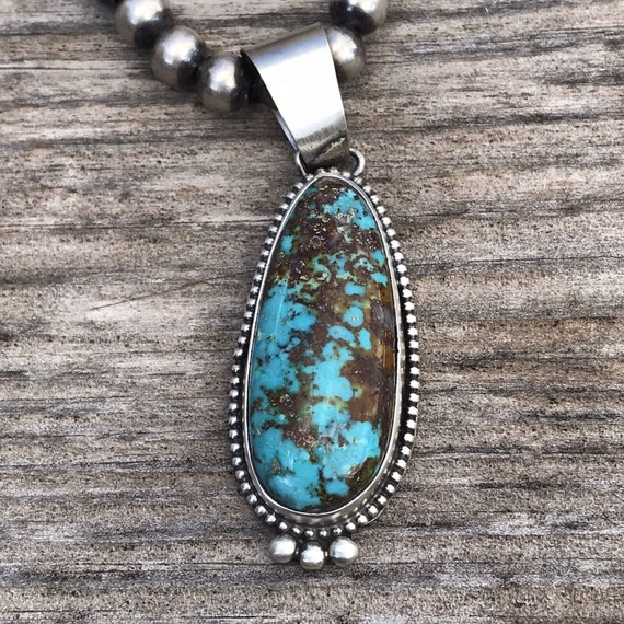 Navajo Turquoise Sterling Silver Pendant - image 3