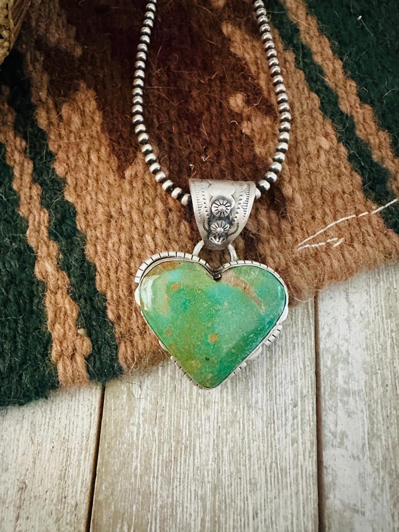 Handmade Turquoise & Sterling Silver Heart Pendant - Etsy