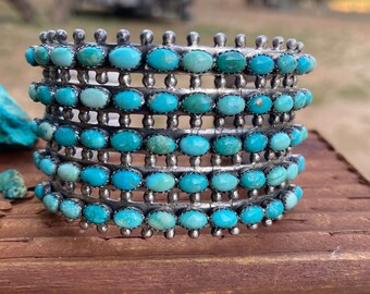 Native American Rare Vintage Yazzie Carico Lake Turquoise Sterling Silver Bracelet Cuff Native American Rare Vintage Yazzie Carico Lake Turquoise Sterling Silver Bracelet Cuff