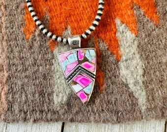 Handgefertigte Cotton Candy & Sterling Silber Inlay Anhänger