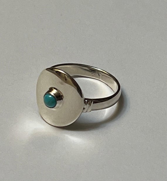 Silver Disc Ring w/ Turquoise - image 5