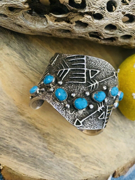 Navajo Turquoise & Sterling Silver Cuff Bracelet … - image 3