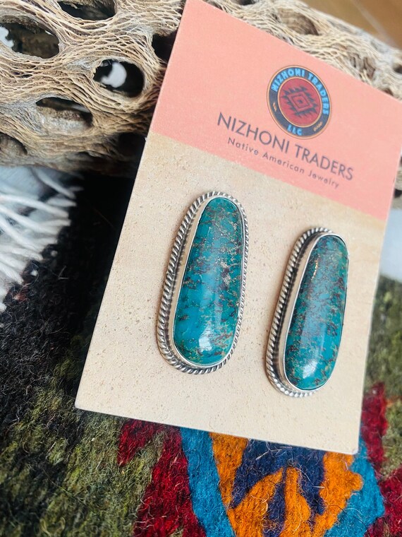 Navajo Sterling Silver & Royston Turquoise Stud E… - image 2