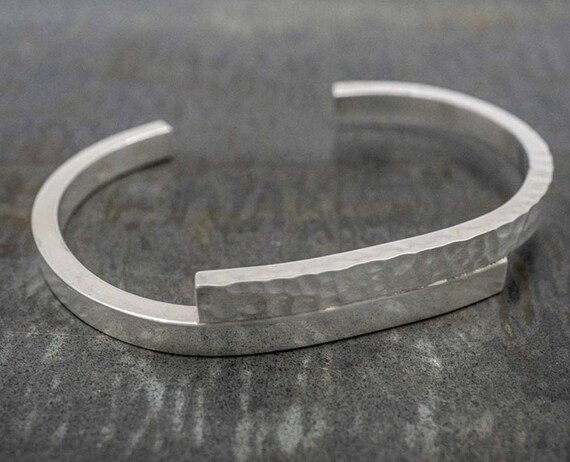 Hammered and Smooth Overlap Cuff Bracelet - image 1