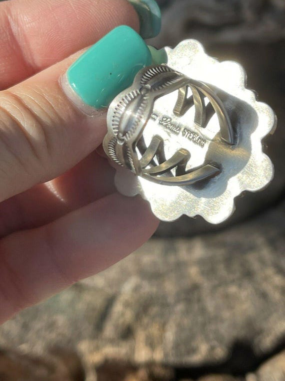 Sterling Silver Turquoise Statement Ring Size 6.5 - image 5